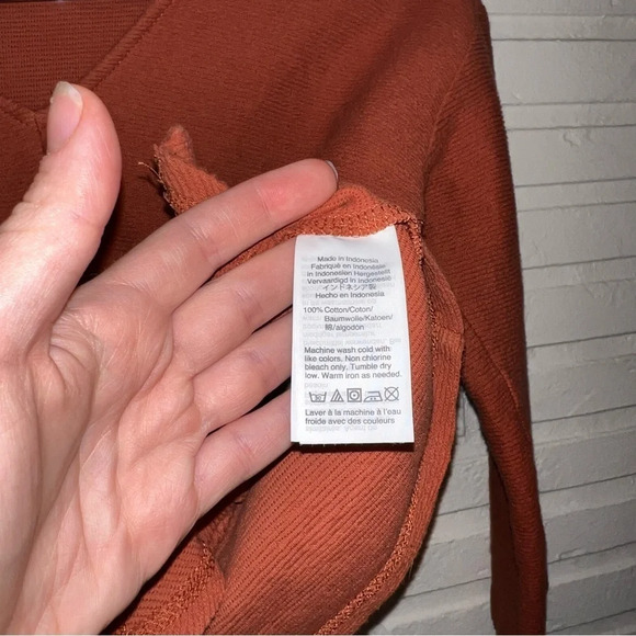 Madewell Texture & Thread Orange Cotton Tie-Front Top, Women’s Size Small - Picture 7 of 8